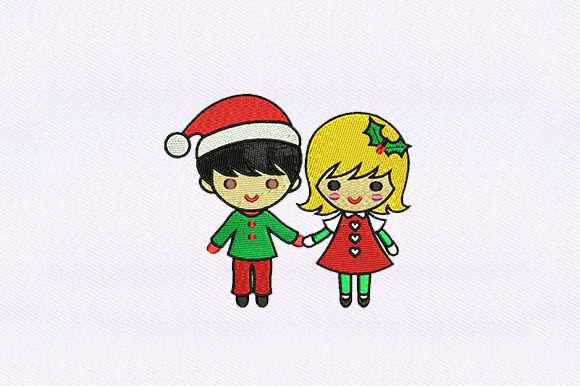 Adorable Boy and Girl Embroidery Design