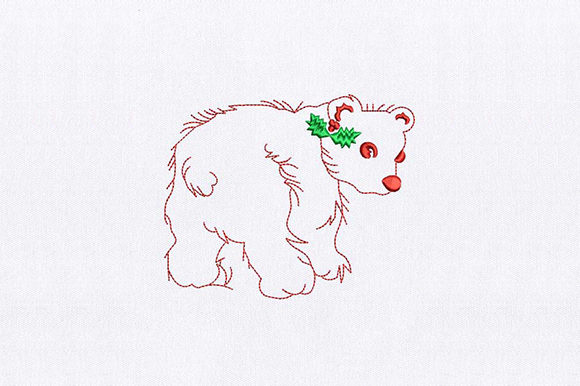 Adorable Red Bear: Perfect for Holiday Embroidery