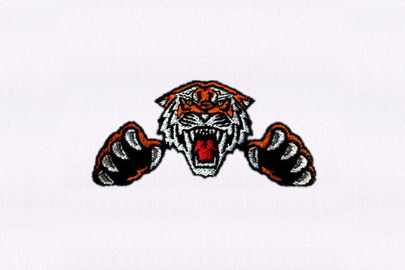 Attacking Tiger: A Bold Embroidery Design