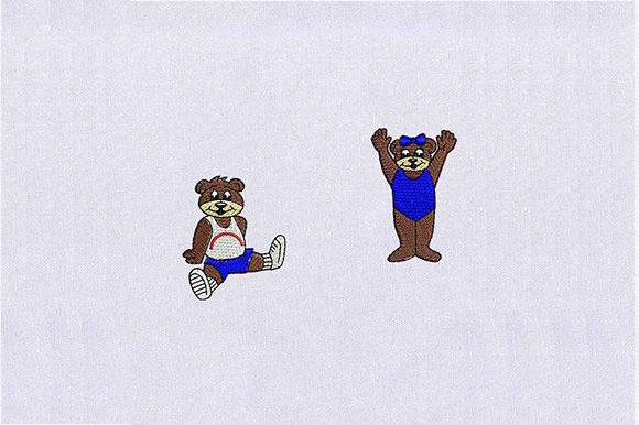 Charming Cute Bear Couple Embroidery Design