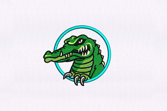 Charming Green Alligator for Festive Embroidery