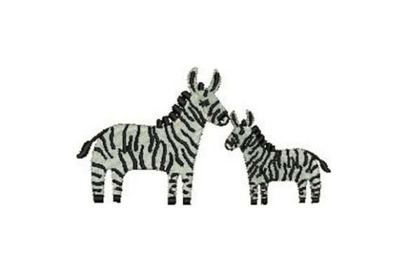 Charming Mom and Baby Zebras Embroidery