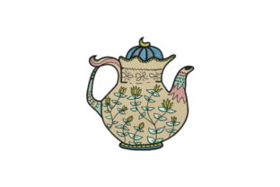 Flower Tea Pot: A Charming Embroidery Design