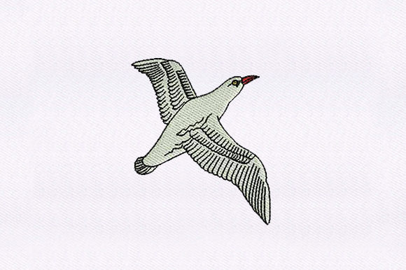 Flying Seagull Bird: A Charming Embroidery Design