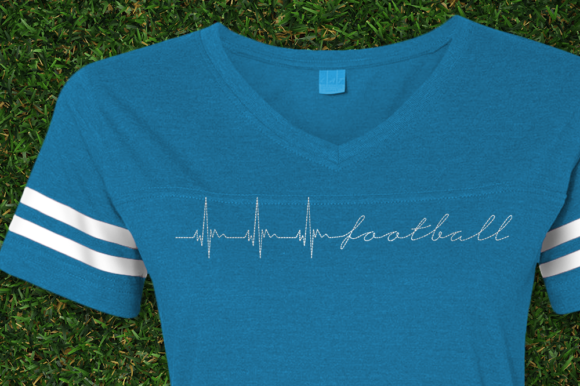 Football Heartbeat Redwork: A Touch of Sporty Charm