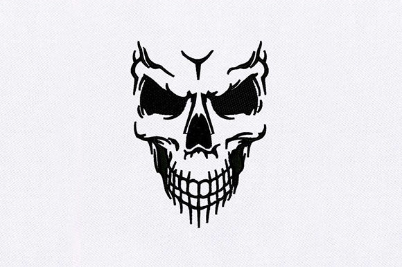Human Skull Face: A Bold Embroidery Design