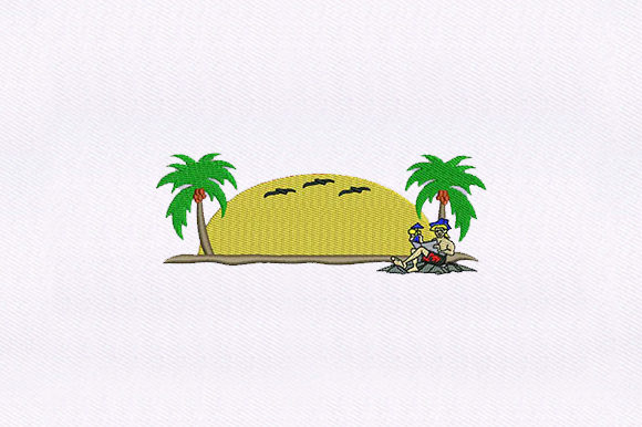 Relaxing Vibes: Guy on the Beach Embroidery