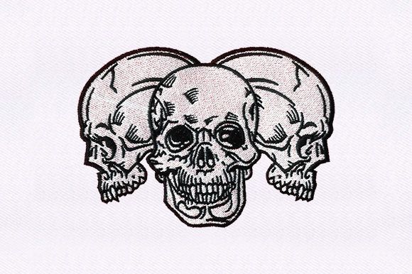 Three Skulls Head: A Spooky yet Stylish Embroidery Design