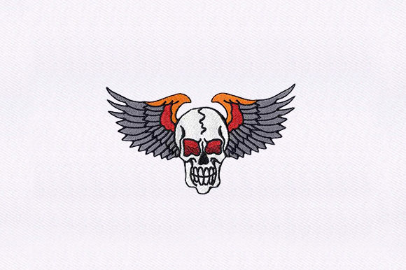Wings Human Skull: A Bold Embroidery Choice